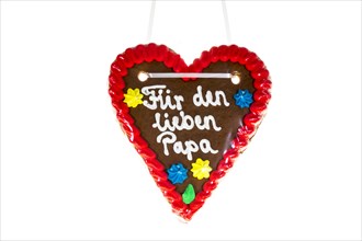Gingerbread heart with writing 'Fuer den lieben Papa'