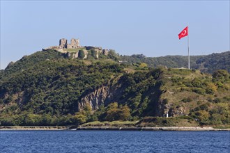 View from the Bosphorus towards the Genoese Castle or Yoros Kalesi