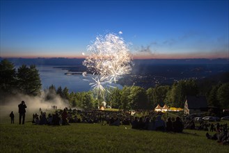 Solstice celebrations with fireworks on Mt Pfaender