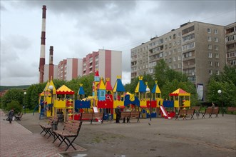 Playgound in front of apartment blocks