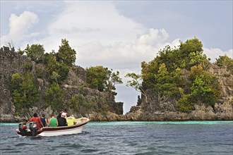 Tourists in a boat