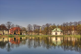 Hubertusbrunnen spring at the east end of Nymphenburg Canal