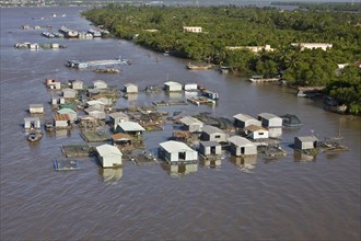 Floating houses in the Mekong Delta