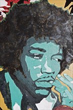 Painted portrait of Jimi Hendrix