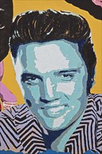 Painted portrait of Elvis Presley