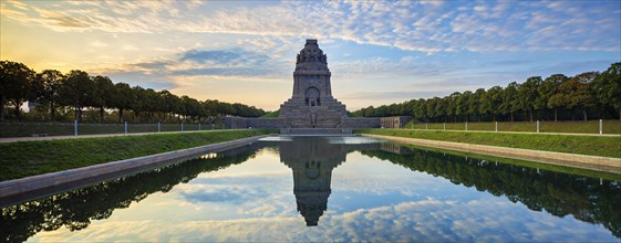 Monument to the Battle of the Nations in Morning Mood with water reflection