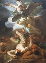 Saint Michael the archangel defeats Satan