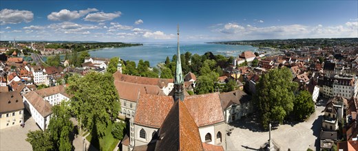 Panoramic view from Konstanz Minster of Our Lady over Lake Constance and the historic town centre