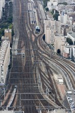 Railway tracks leading to Gare Montparnasse railway station