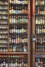 Liquour store with a large selection of cachaca bottles
