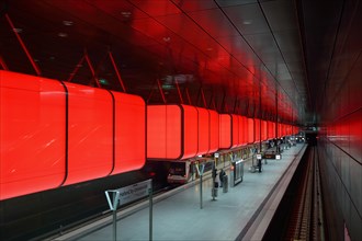 Light installation in the subway station 'HafenCity University' of the Hamburg underground line U4