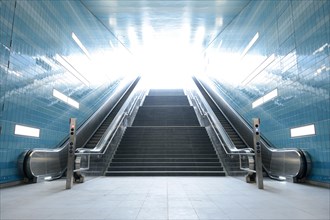 Staircase of the subway station 'Ueberseequartier' of the Hamburg underground line U4