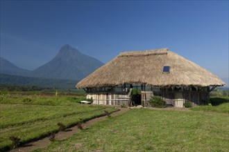 Park rangers' hut in the Virunga National Park at the foot of the Mount Mikeno volcano