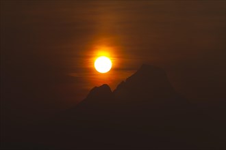 Sunrise over the Mount Mikeno volcano