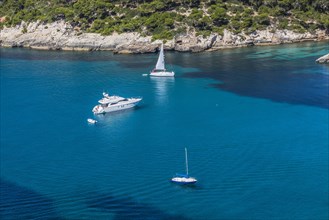 Yachts in the bay of Cala Galdana