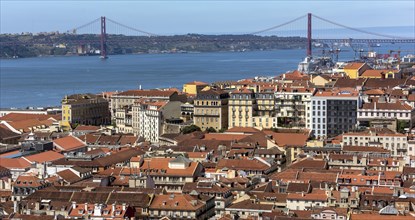 View from Castelo de Sao Jorge castle over the historic city centre of Lisbon