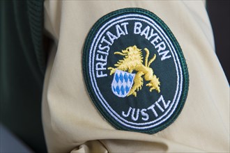 Patch with the Bavarian crest and text 'Freistaat Bayern Justiz'