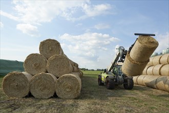 Bales of straw being transported