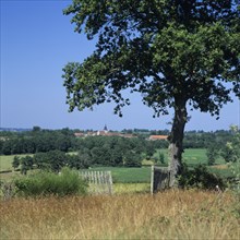 Agricultural landscape and village