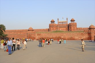 Red Fort with Lahore Gate and tourists