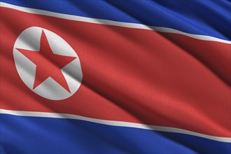 Flag of North Korea flying in the wind