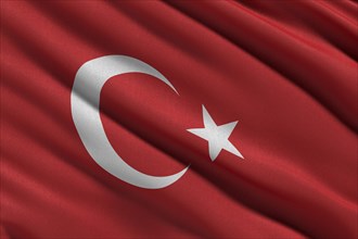 National flag of Turkey waving in the wind