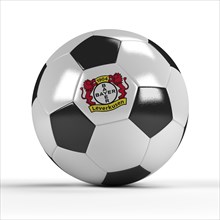 Football with the logo of Bayer 04 Leverkusen