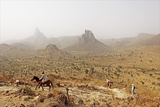 Volcanic landscape with the Harmattan haze