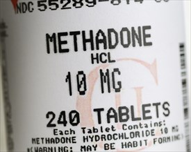 Label on a bottle of Methadone tablets