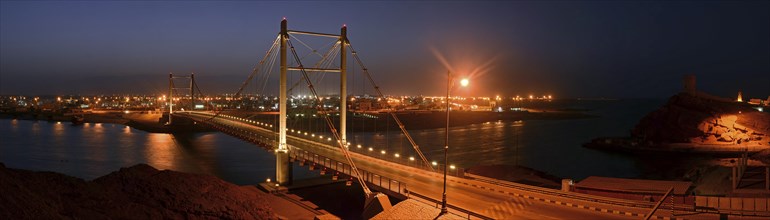 Khor Al Batah suspension bridge at night