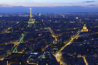 Paris city scape with the Eiffel Tower or Tour Eiffel and Les Invalides