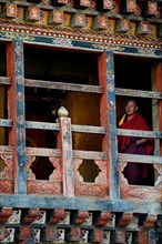Monk in the monastery area of Trongsa Dzong fortress