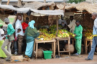 Stall with fruit and vegetables on a thoroughfare