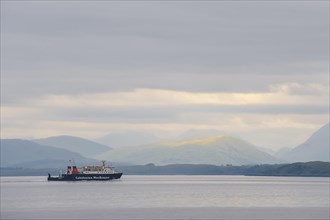 Ferry between Oban on the Scottish mainland and the Outer Hebrides passing the west coast of the Isle of Mull