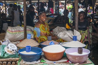 Grain seller at a street market