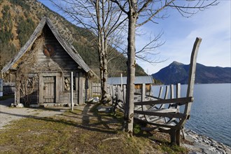 Wooden hut in the Flake Viking village