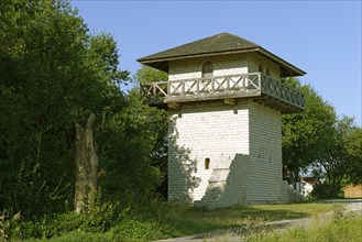 Reconstructed Limes wall with a Roman watchtower