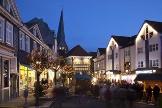 Christmas market at the old town hall with St. George's Church at back