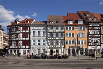 Half-timbered buildings in the historic town centre at Domplatz square