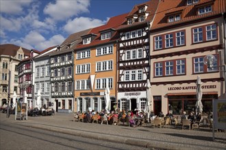 Half-timbered houses and buildings at the Cathedral Square in the historic center of Erfurt