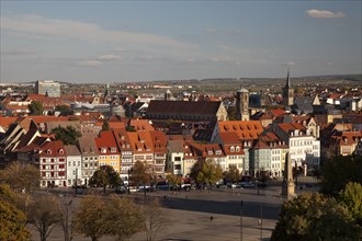 View from Petersberg hill across the town with Domplatz square