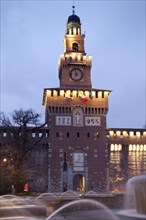 Torre del Filarete clock tower at the Castello Sforzesco