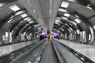 Travelators connecting the terminal buildings