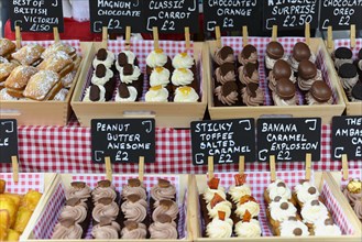 Pastries on sale at a market stall in Covent Garden