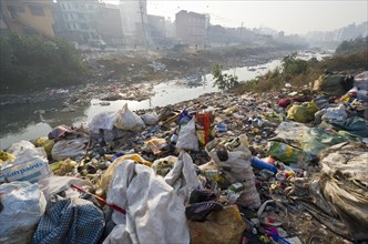 Garbage dumped at Bhagmati River in the middle of the city