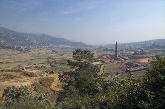 Brick factories located west of Kathmandu