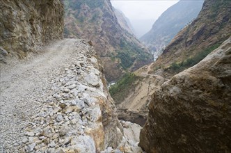 Newly constructed road in Marsyangdi Yuni valley