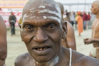 Man during the initiation of new sadhus