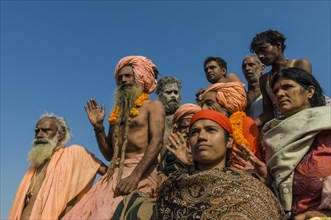 Group of sadhus participating in the procession of Shahi Snan