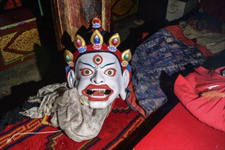 Wooden mask used by monks for ritual dances during Hemis Festival